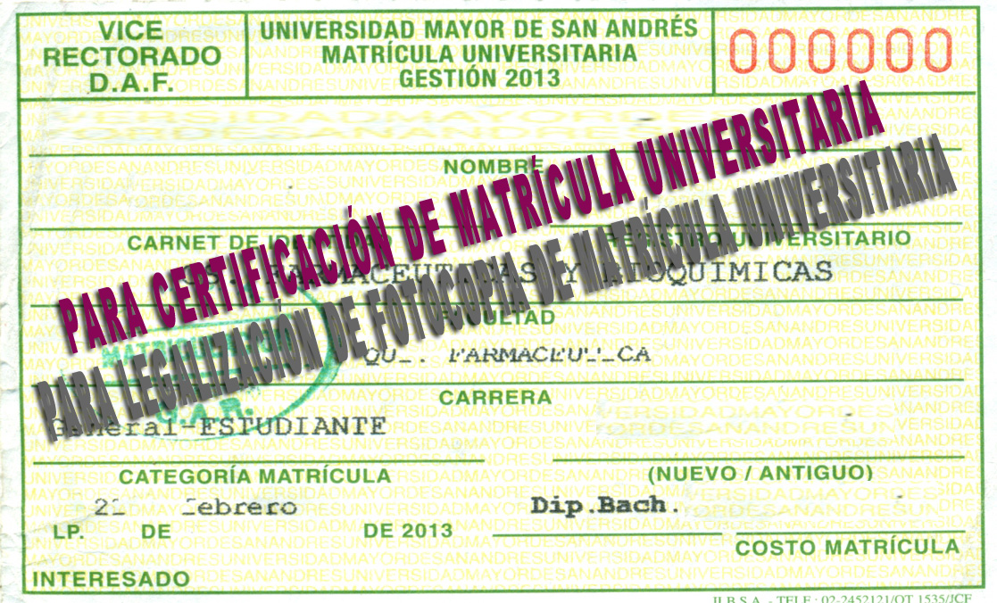 Certificación de Matricula Universitaria